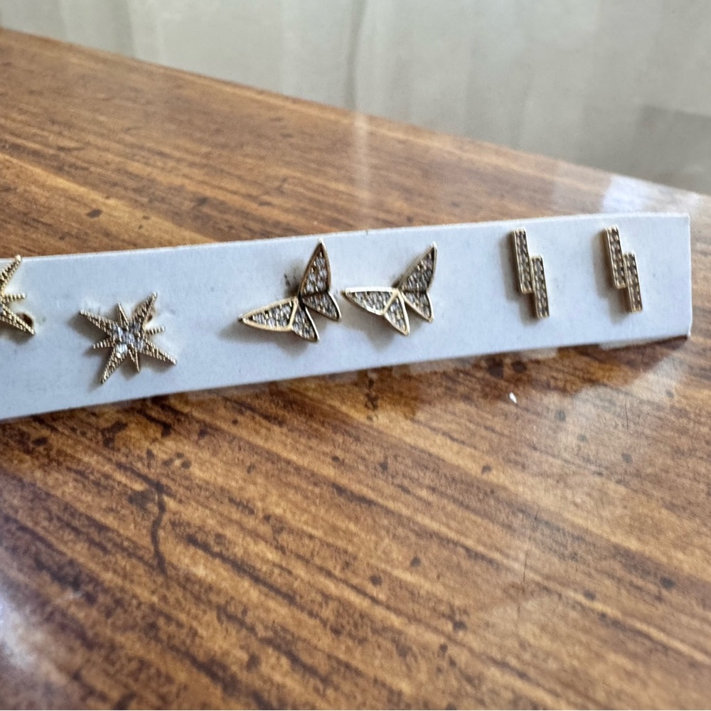 Lucky Brand Mixed Stud Earrings Set Gold Silver Butterfly Star Minimal